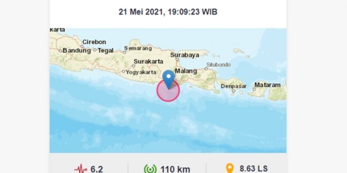 Gempa 6,2 Magnitudo Landa Blitar, Guncangan Dirasakan Hingga Yogyakarta