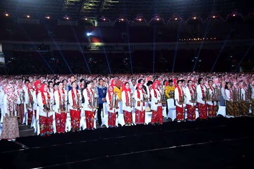 Rekor baru Guinness World of Record Angklung pada Sabtu, 5 Agustus 2023. Foto: BPMI Setpres/Rusman.