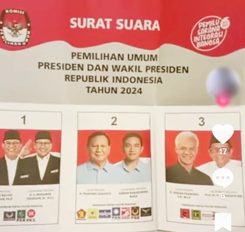 WNI di Taipei, Taiwan, telah menerima surat suara Pilpres 2024. Foto TikTok.