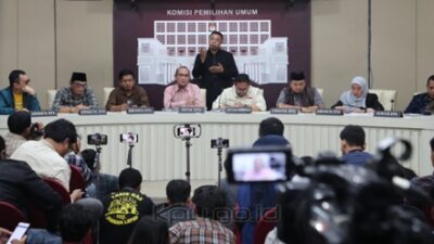 KPU dan Bawaslu gelar konpers bersama,15 Februari 2024. Foto Dok. KPU.