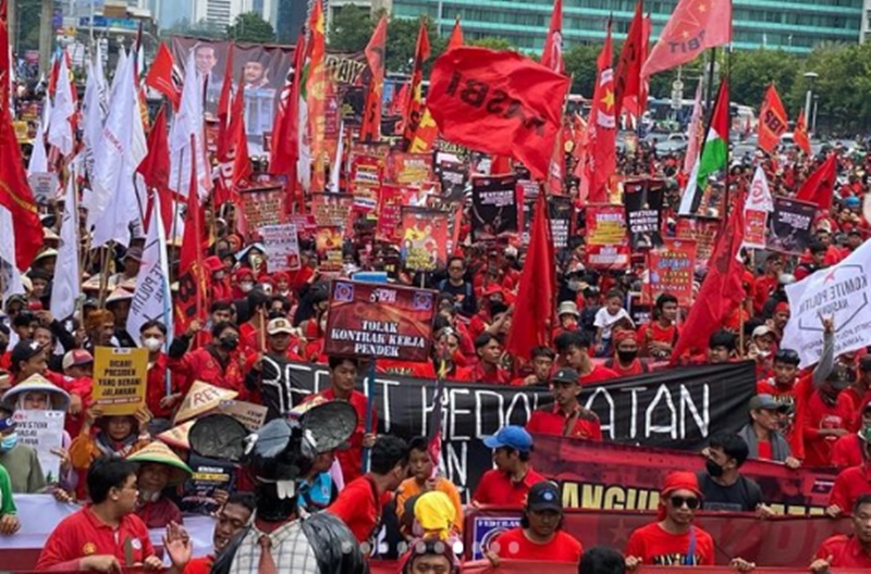Aliansi Gerakan Buruh Bersama Rakyat (Gebrak) menolak kebijakan pemerintah tentang Tapera. Foto Dok Akun Instagram Konfederasi KASBI.