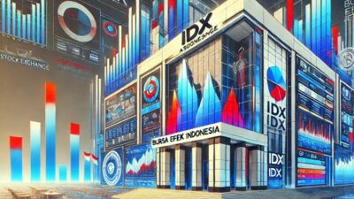 BEI membekukan sementara perdagangan (trading halt) akibat anjloknya Indeks Harga Saham Gabungan (IHSG) mencapai 5 persen. Foto ilustrasi AI.