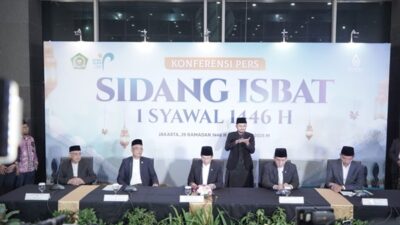Kementerian Agama dalam sidang Isbat, Sabtu, 29 Maret 2025, menetapkan Idulfitri (1 Syawal) 1446 H jatuh pada Senin, 31 Maret 2025. Foto Fadhlillah Hafizhan M/kemenag.go.id.