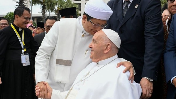 Pertemuan Paus Fransiskus dan Imam Besar Masjid Istiqlal, Nasaruddin Umar pada 5 September 2024. Foto vaticannews.va.