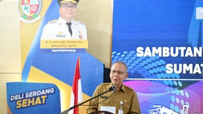 Pj Sekdaprov Sumatera Utara, Arman Effendy Pohan menghadiri dan membuka Musrenbang RPJMD Kabupaten Deli Serdang 2025-2029, di Aula Cendana Kantor Bupati Deli Serdang, Selasa, 27 Mei 2025. Foto YT Hariono.