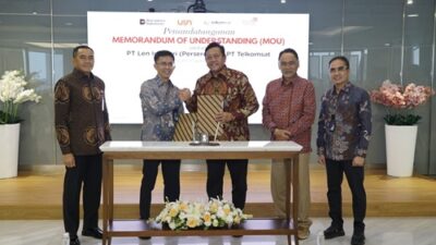 Telkomsat dan Len Industri Teken MoU, Perkuat Kolaborasi Pertahanan Berbasis Satelit