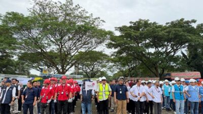 Apel kesiapan Relawan BUMN Peduli di area Bandara Kualanamu, Sumatra Utara. Foto Istimewa.