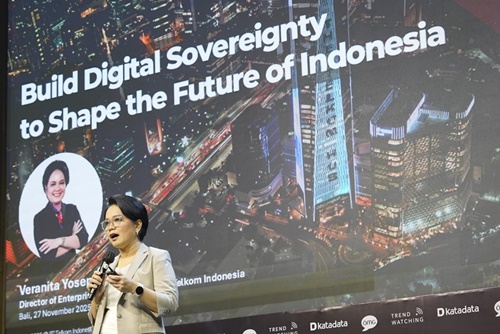 Direktur Enterprise & Business Service Telkom, Veranita Yosephine, dalam Trend Maker Summit 2025, di Jimbaran, Bali pada 27 November 2025. Foto Istimewa.