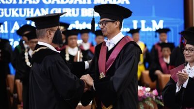 Pengukuhan Guru Besar Hukum Kelembagaan Negara Prof. Dr. Zainal Arifin Mochtar di Balai Senat UGM, Kamis, 15 Januari 2026. Foto Firsto/ugm.ac.id.