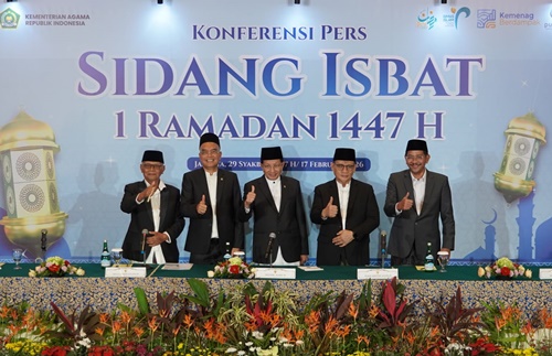 Menteri Agama Nasaruddin Umar dalam sidang Isbat pada Selasa, 17 Februari 2026, di Hotel Borobudur, Jakarta, menetapkan 1 Ramadan 1447 H/2026 jatuh pada 19 Februari 2026. Foto: Rahadian Bagaskara.