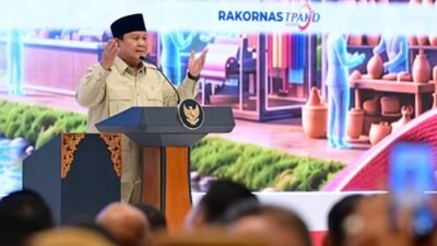Presiden Prabowo Subianto pada Rapat Koordinasi Nasional Tim Percepatan Akses Keuangan Daerah (Rakornas TPAKD) di JIEXPO Kemayoran, Jakarta, pada Kamis, 22 Oktober 2026. Foto Muchlis Jr/BPMI Setpres.